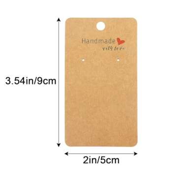 joycraft 200 Pack Kraft Earring Cards for Jewelry Display with Love Tags