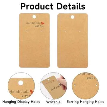 Kraft Earring Cards 200 Pack for Jewelry Display and Sales