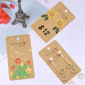 Kraft Earring Cards 200 Pack for Jewelry Display and Sales