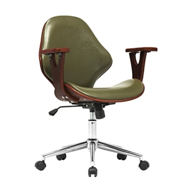 Porthos Home Lillian Mid-Century Office Chair, Water and Stain Resistant Faux Leather Upholstery, Ti...