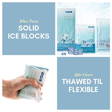 Reusable Gel Ice Packs - 8 Hour Cooling, BPA-Free Set of 3