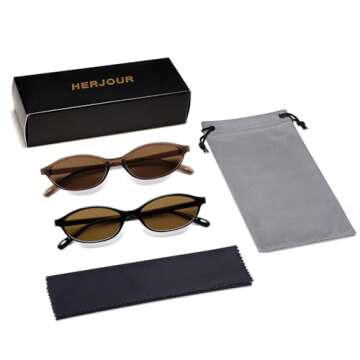 Stylish HERJOUR Retro Cat Eye Sunglasses for Women