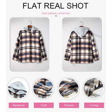 SHEWIN Hooded Flannel Shacket Jacket for Versatile Style