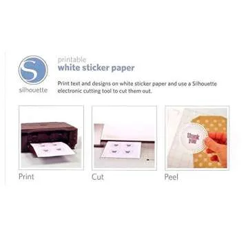 Silhouette Printable White Sticker Paper 8.5"X11" 8 Count