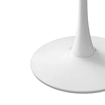 DKLGG 32" Modern Round Dining Table with MDF Table Top, Metal Base Pedestal Table Tulip Table Kitchen Table for 2-4 Person, Small Space Home, End Table Leisure Coffee Table, White