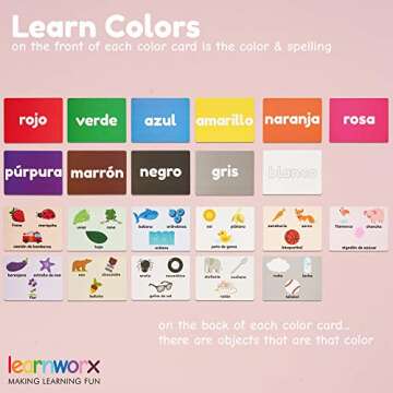 Spanish Flash Cards for Kids and Toddlers - 101 Cards - 202 Sides - Learn Shapes, Numbers, Colors, B...