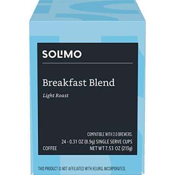 Solimo Light Roast Coffee Pods - 24 Count Breakfast Blend