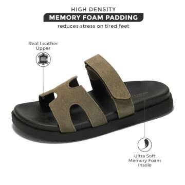 Project Cloud 100% Genuine Leather Womens Sandals - Memory Foam Slip on Sandals Women Footwear - Wom...