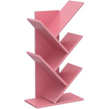 Tree Bookshelf,4-Layer Floor Standing,The Desktop Bookshelf Can Hold Books,Magazines,CDs and Photo Albums,Office Storage Rack,Pink