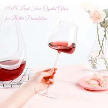 NUTRIUPS Pink Red Wine Glasses Set of 2, Modern Hand-Blown Red/White Wine glasses, Premium Long Stem Wine Glasses, Gift Box Glassware for Anniversary, Wedding, Christmas