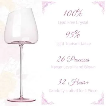 NUTRIUPS Pink Red Wine Glasses Set of 2, Modern Hand-Blown Red/White Wine glasses, Premium Long Stem Wine Glasses, Gift Box Glassware for Anniversary, Wedding, Christmas