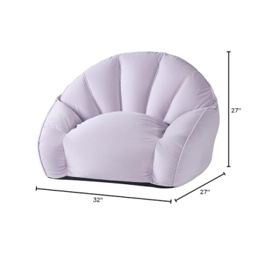 Urban Shop Upholstered Velvet Plush Bean Bag Sofa Chair for Kids, Teens, and Adults, Large, Purple