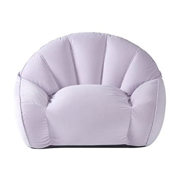 Urban Shop Upholstered Velvet Plush Bean Bag Sofa Chair for Kids, Teens, and Adults, Large, Purple