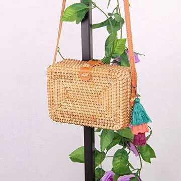Handwoven Rattan Bag Eco-Friendly Boho Tote for Women