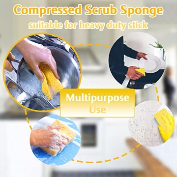 16 Compressed Yellow Cleaning Cellulose Sponges - Versatile & Durable