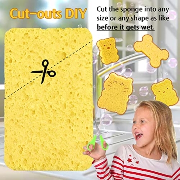 16 Compressed Yellow Cleaning Cellulose Sponges - Versatile & Durable