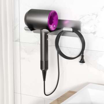 BelleJoomu Hair Dryer Holder Wall Mount Compatible with Dyson Hair Dryer, 304 Stainless Steel Hair D...