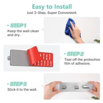 BelleJoomu Hair Dryer Holder Wall Mount Compatible with Dyson Hair Dryer, 304 Stainless Steel Hair Dryer Blow Diffuser Holder Organizer Adhesive for The Bathroom Silver