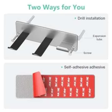 BelleJoomu Hair Dryer Holder Wall Mount Compatible with Dyson Hair Dryer, 304 Stainless Steel Hair Dryer Blow Diffuser Holder Organizer Adhesive for The Bathroom Silver