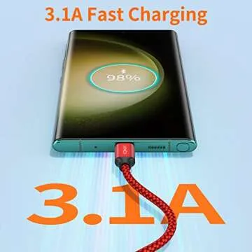 JXMOX Short USB C Cable (1ft 3-Pack), USB A to Type-C Charger Cord 3.1A Fast Charging Compatible wit...