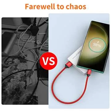 JXMOX 1ft USB C Cable - Fast Charging Red 3-Pack