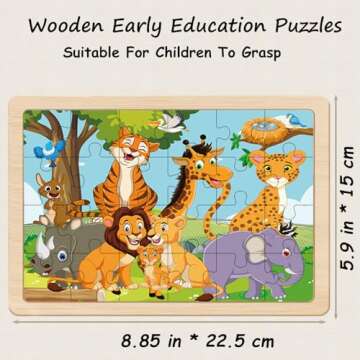 Puzzles for Kids Ages 4-6, 4 Packs 24 Piece Wooden Jigsaw Puzzles for Toddlers 2-4, Preschool Educational Puzzles Boards Toys Gifts for 3 4 5 6 Boys Girls