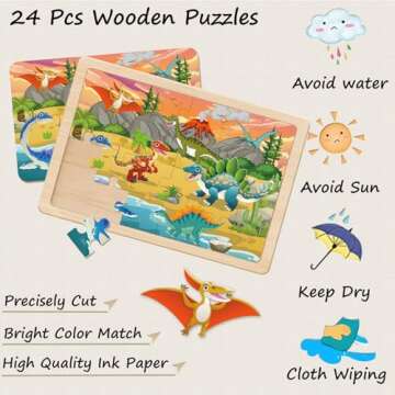Puzzles for Kids Ages 4-6, 4 Packs 24 Piece Wooden Jigsaw Puzzles for Toddlers 2-4, Preschool Educational Puzzles Boards Toys Gifts for 3 4 5 6 Boys Girls