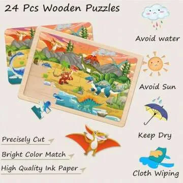 Puzzles for Kids Ages 4-6, 4 Packs 24 Piece Wooden Jigsaw Puzzles for Toddlers 2-4, Preschool Educational Puzzles Boards Toys Gifts for 3 4 5 6 Boys Girls