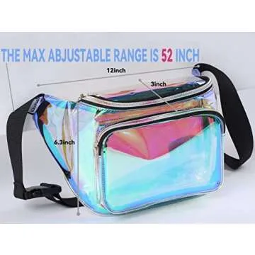 Shiny Neon Fanny Bag for Women Rave Festival Hologram Bum Travel Waist Pack (Clear Iridescent)