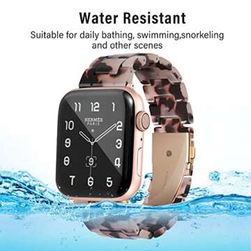 HOPO Compatible With Apple Watch Band 38mm 40mm 42mm 44mm Thin Light Resin Strap Bracelet With Stainless Steel Buckle Replacement For iWatch Series 8 7 6 5 4 3 2 1 SE (Black AgateRose