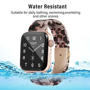 HOPO Compatible With Apple Watch Band 38mm 40mm 42mm 44mm Thin Light Resin Strap Bracelet With Stainless Steel Buckle Replacement For iWatch Series 8 7 6 5 4 3 2 1 SE (Black AgateRose