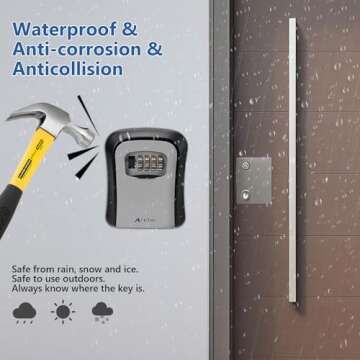 AT1NTEN Key Lock Box Wall Mounted, 4 Digit Combination Lockbox for Outside House,Key Safe Security Storage Lock Box 5 Keys Large Capacity with Resettable Code for Home, Office, Garage Weatherproof