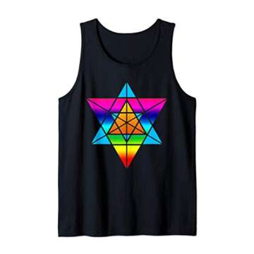 Merkaba Star Tetrahedron Rainbow Sacred Geometry Gift Tank Top