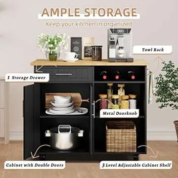 Shintenchi Kitchen Island Cart with Storage on Wheels