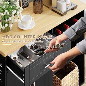 Shintenchi Kitchen Island Cart with Storage on Wheels