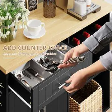 Shintenchi Kitchen Island Cart with Storage on Wheels