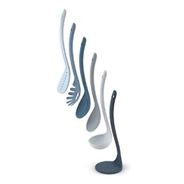 Joseph Joseph Nest Utensils Compact Stacking Kitchen Tool Set with Magnetic Storage Stand Nylon, 5-piece, Editions- Sky,Blue