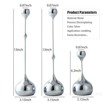 Denique Candlestick Holders 3 PCS Set, Metal Water Drop Candle Holders, Modern Minimalist Candle Holders Set for Table Centerpiece, Creative Desktop Ornaments Home Wedding Decoration