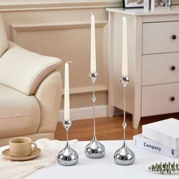 Denique Candlestick Holders 3 PCS Set, Metal Water Drop Candle Holders, Modern Minimalist Candle Holders Set for Table Centerpiece, Creative Desktop Ornaments Home Wedding Decoration