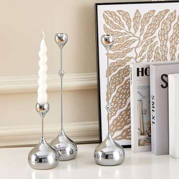 Denique Candlestick Holders 3 PCS Set, Metal Water Drop Candle Holders, Modern Minimalist Candle Holders Set for Table Centerpiece, Creative Desktop Ornaments Home Wedding Decoration