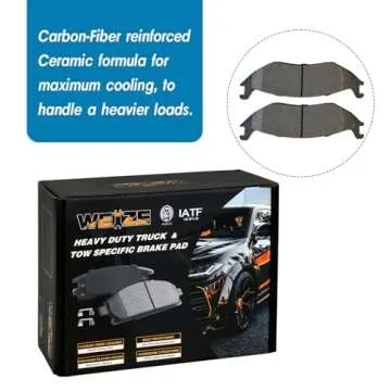 WEIZE Rear Truck & Tow Brake Kit, Carbon Fiber Ceramic Brake Pads & Drilled/Slotted Brake Rotors, Fit for Dodge Ram 1500 2006-2018 Durango Chrysler Aspen 2007-2009, 13.86" 5 Lug Rear Brake Discs