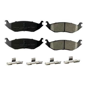 WEIZE Rear Truck & Tow Brake Kit, Carbon Fiber Ceramic Brake Pads & Drilled/Slotted Brake Rotors, Fit for Dodge Ram 1500 2006-2018 Durango Chrysler Aspen 2007-2009, 13.86" 5 Lug Rear Brake Discs