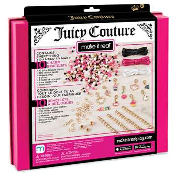Make it Real - Juicy Couture Pink and Precious Bracelets - DIY Charm Bracelet Kit with Beads for Twe...