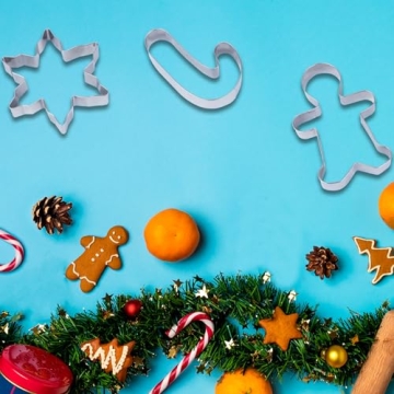 Christmas Cookie Cutters Set - 6 Stainless Steel Shapes
