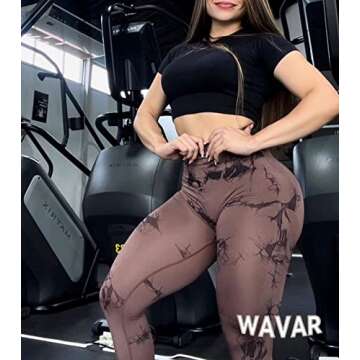 Wavar Tie Dye Scrunch Butt Lifting Seamless Leggings for Women High Waist Yoga Pants Tummy Control R...