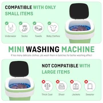Portable Washing Machine,12L Mini Washer with Foldable Design, Has 3 smart Modes for Travel,Apartmen...