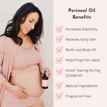 Organic Perineal Massage Oil Spray by Irene Organics for Pregnancy and Postpartum - Prevention for P...