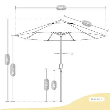 California 9' Round Market Umbrella with Auto Tilt