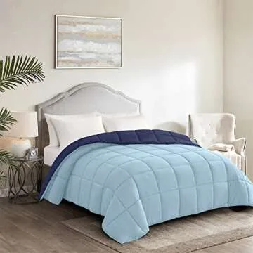 Homelike Moment Twin Comforter Duvet Insert- Blue Down Alternative Bed Comforter Twin Size, Lightweight Bedding Comforters Quilted Soft All Season Reversible Navy/Light Blue