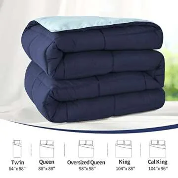 Homelike Moment Twin Comforter Duvet Insert- Blue Down Alternative Bed Comforter Twin Size, Lightweight Bedding Comforters Quilted Soft All Season Reversible Navy/Light Blue